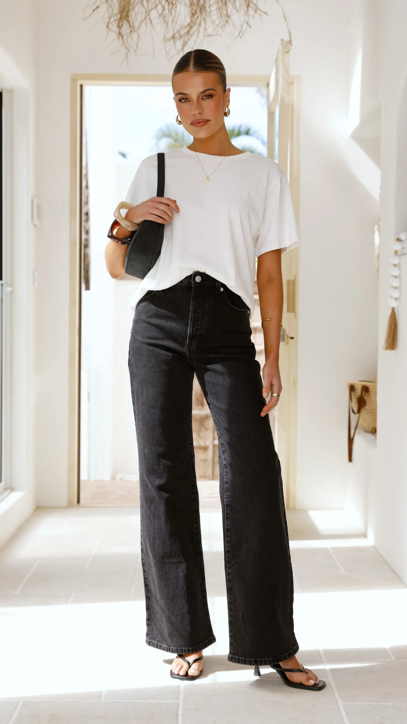 Daily Go-To Vibrant Bold Look Street Fashion Rollas Sailor Scoop Long Jean - Black Sand