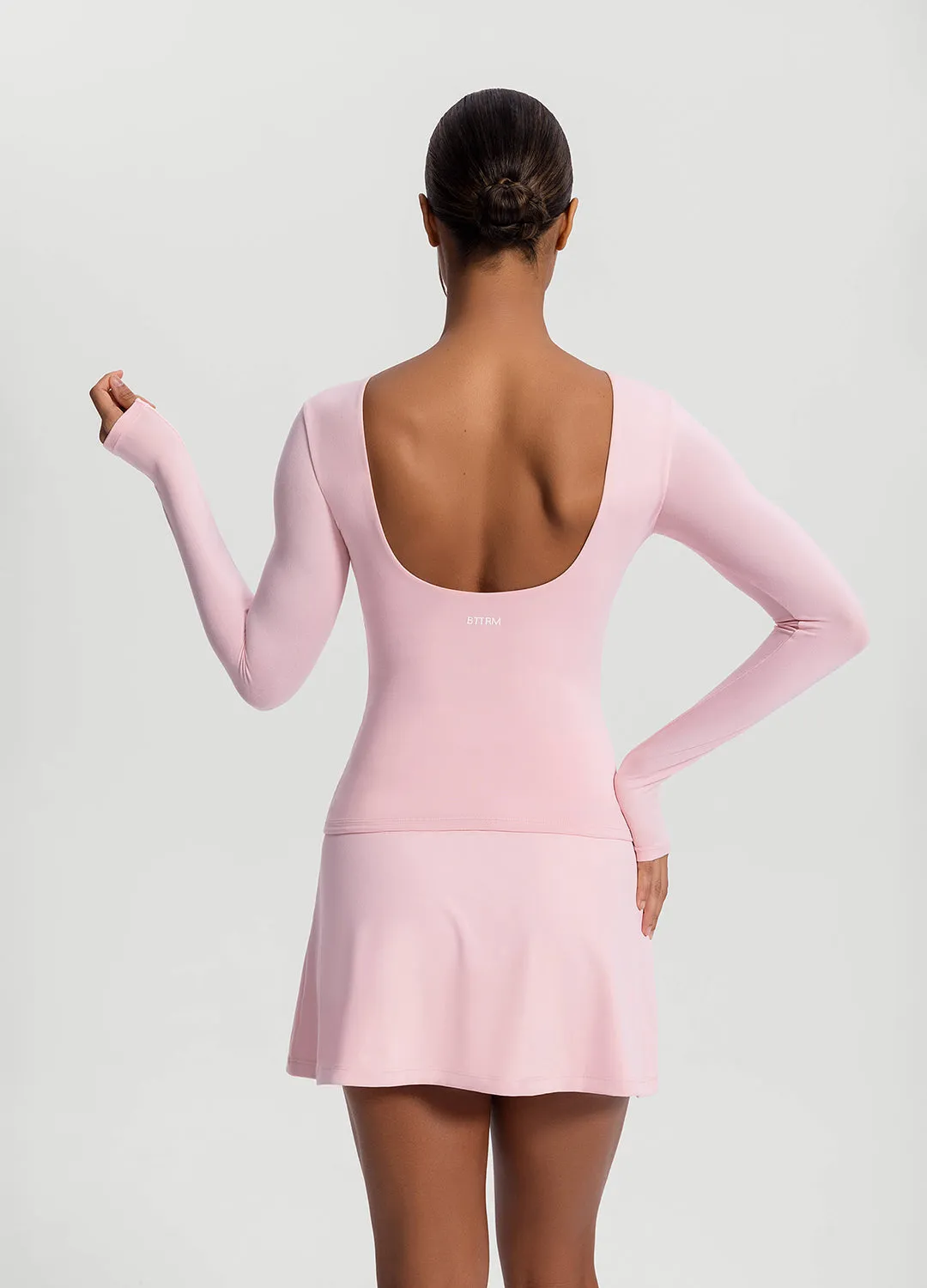 Adjustable Fit Open-Back Long Sleeve Top