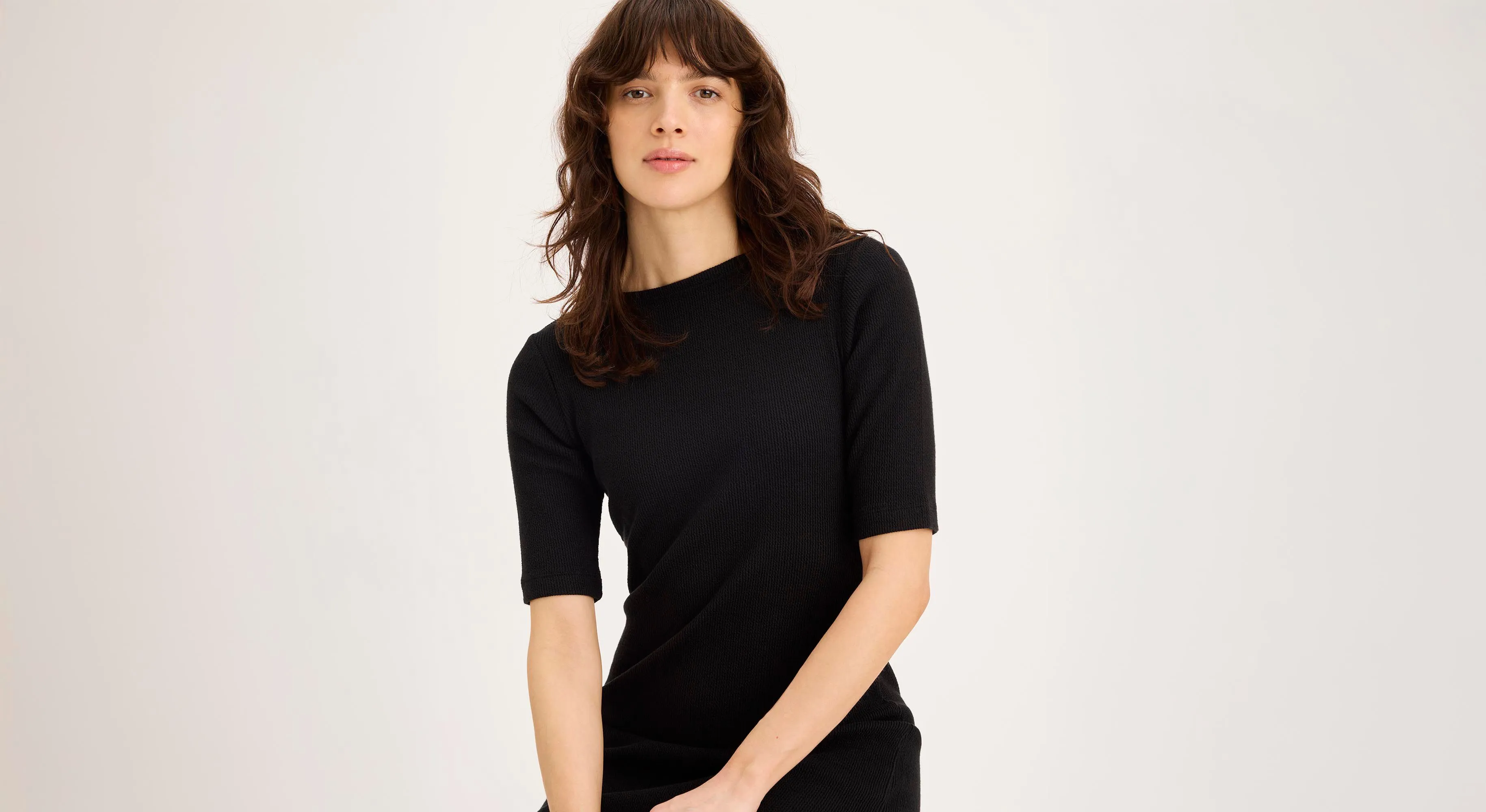 Sporty Layers Rib Dress with Lofi Knit, Slim Fit