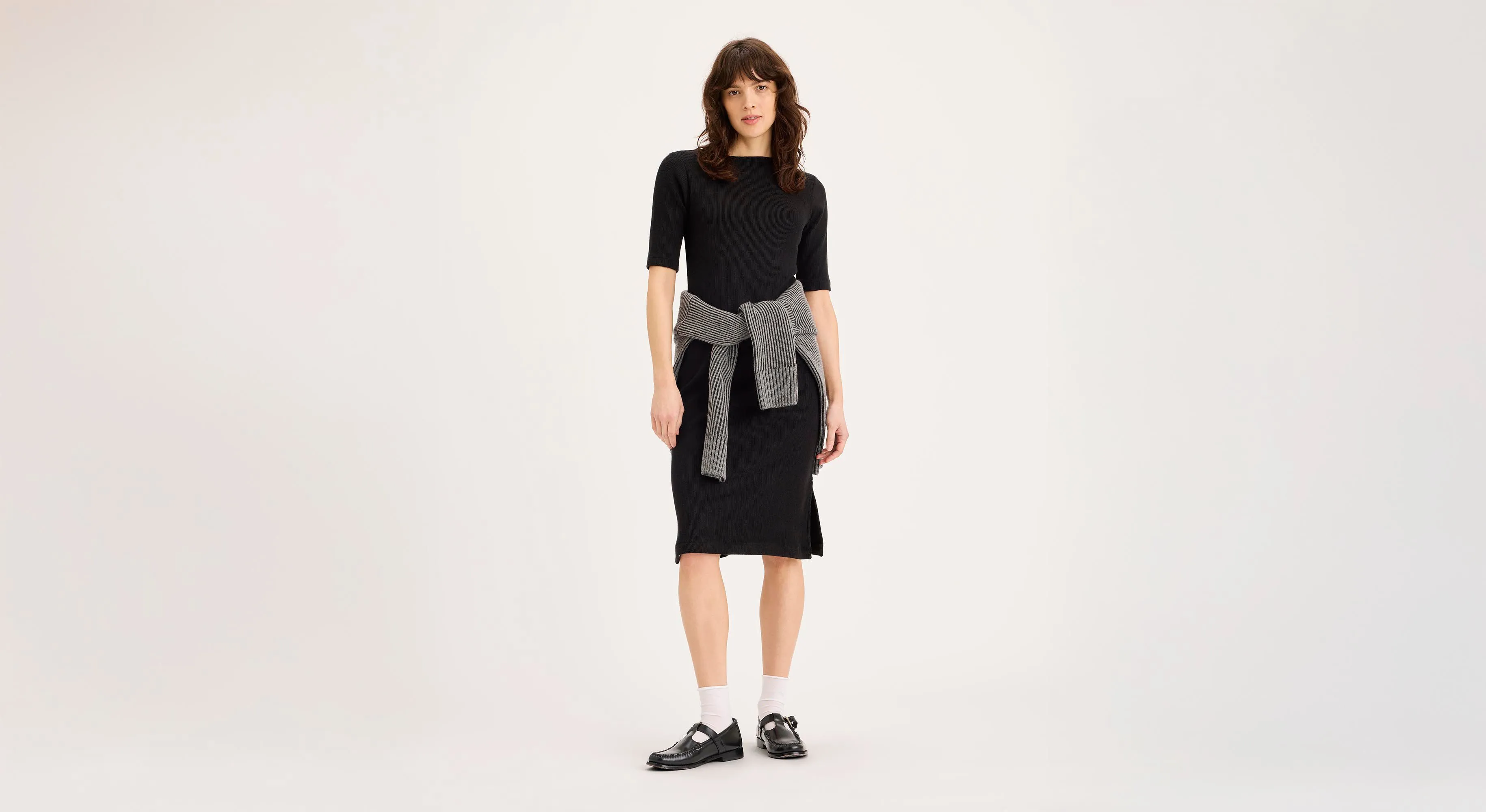 Fashion Comfort Comfortable and Chic Rib Dress with Lofi Knit, Slim Fit