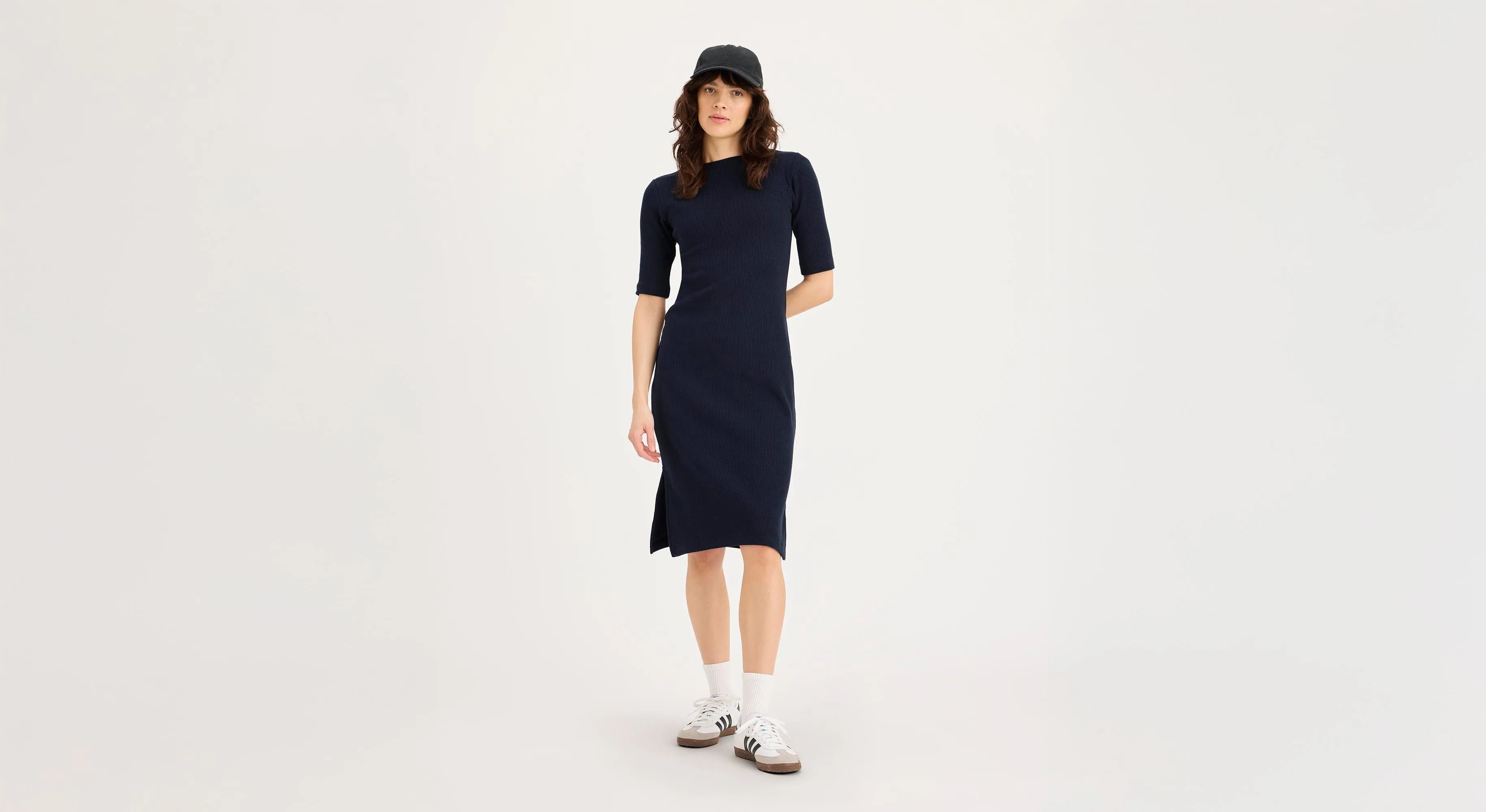 Rib Dress with Lofi Knit, Slim Fit Everyday Wear