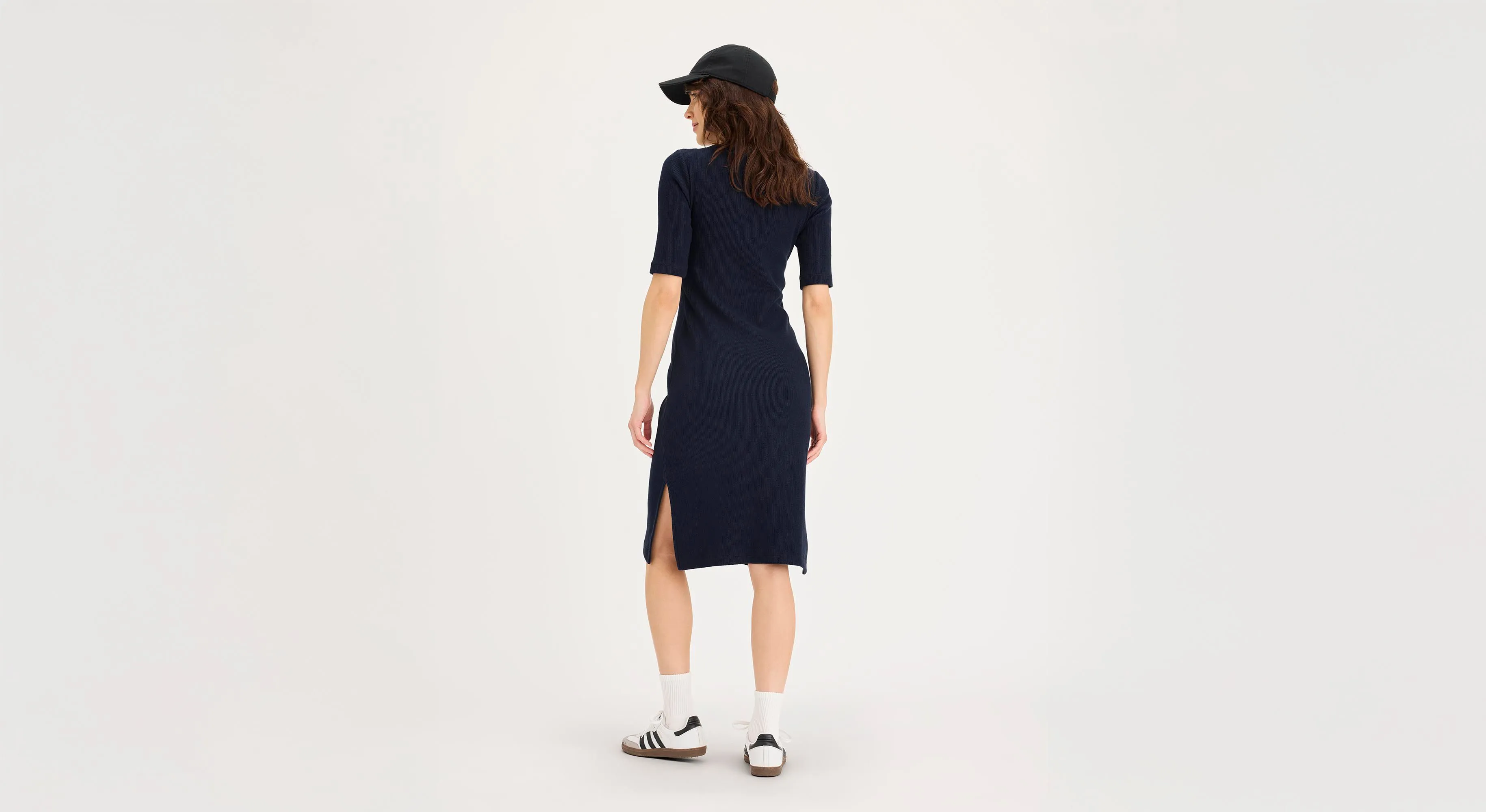 Cozy Layers Rib Dress with Lofi Knit, Slim Fit