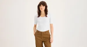 Rib Tee, Slim Fit Versatile Fit Casual Fashion