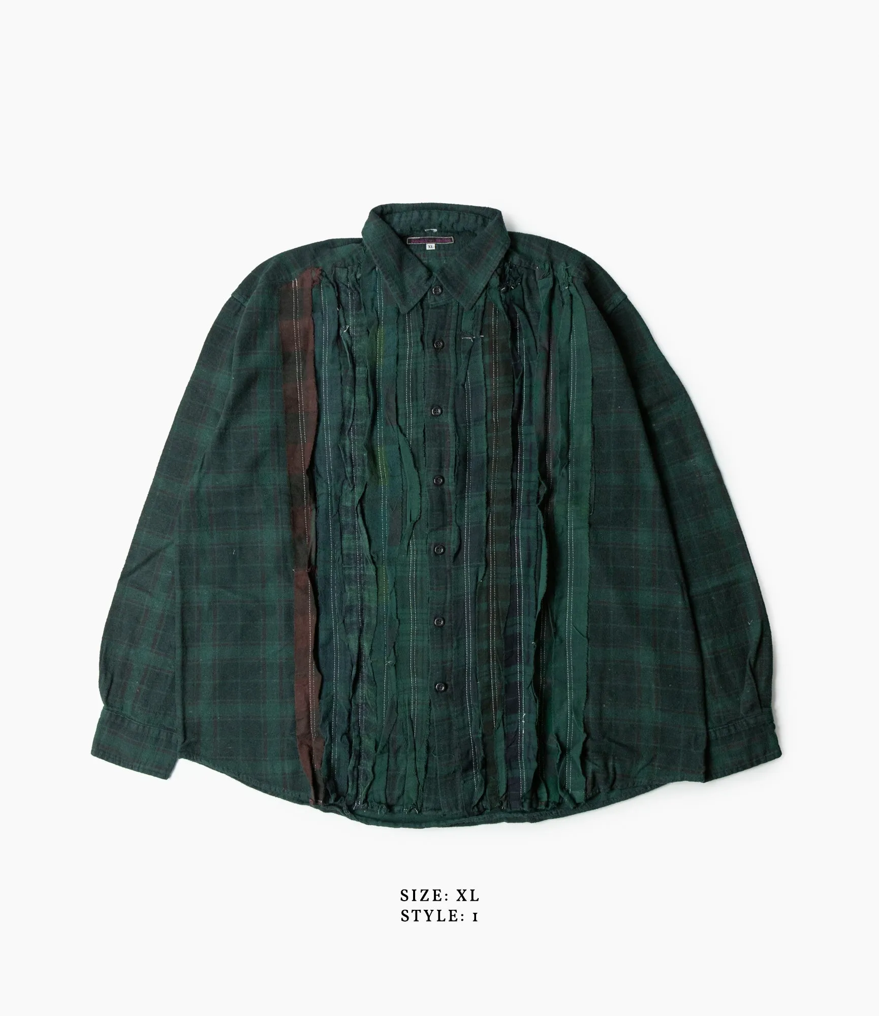 Ribbon Shirt ?C Green Overdyed Flannel Urban Style Trend Streetwear Style