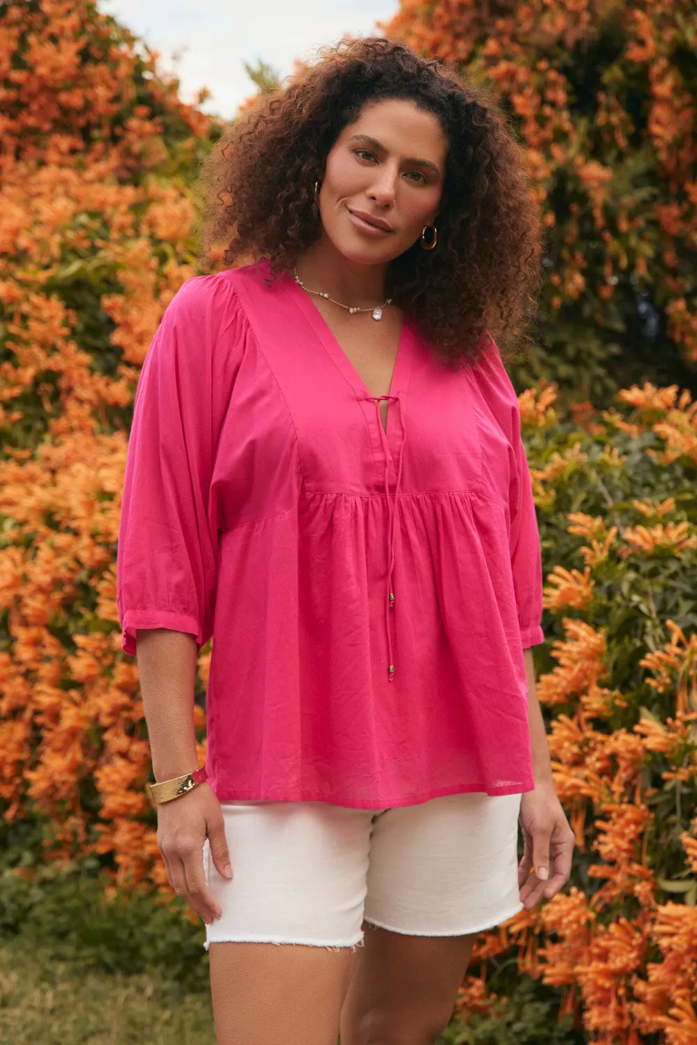 family gathering Light and Breathable Cairo Boho Blouse in Raspberry