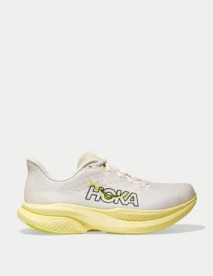 running on the beach Race - worthy Mach 6 - White/Neon Hoka Citrus