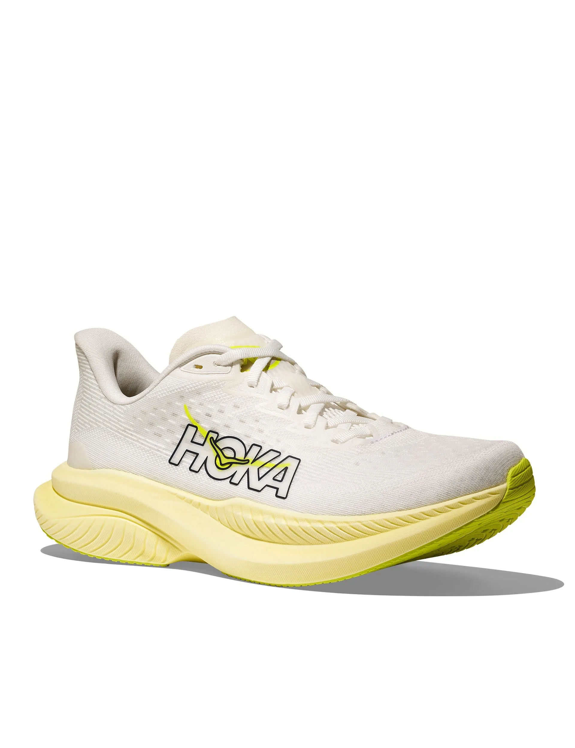 Mach 6 - White/Neon Hoka Citrus Asymmetric Heel Collar