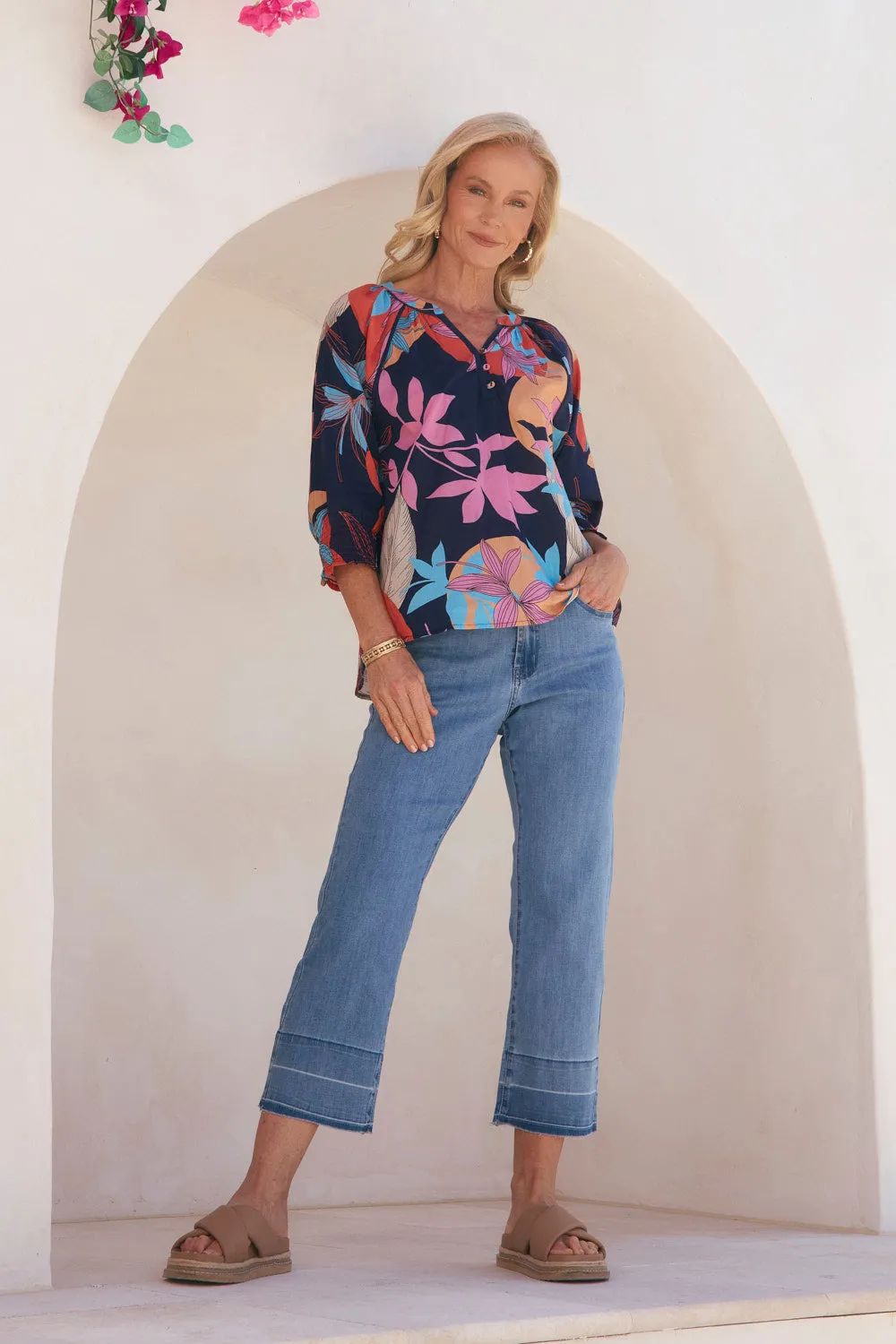 Long Sleeve Seam Free Back Robin Peasant Top in Shinjuku