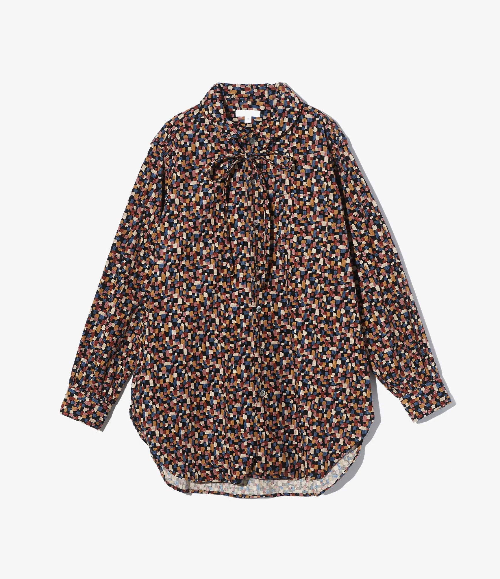 Sporty Vibe Comfy Essentials Rounded Collar Shirt ?C Black Deco Print 21W Corduroy