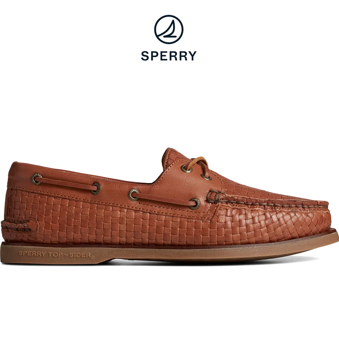 Men's Authentic Original? Gold Cup? Woven Boat Shoe - Tan (STS25054) Soft Padding Dinner Step