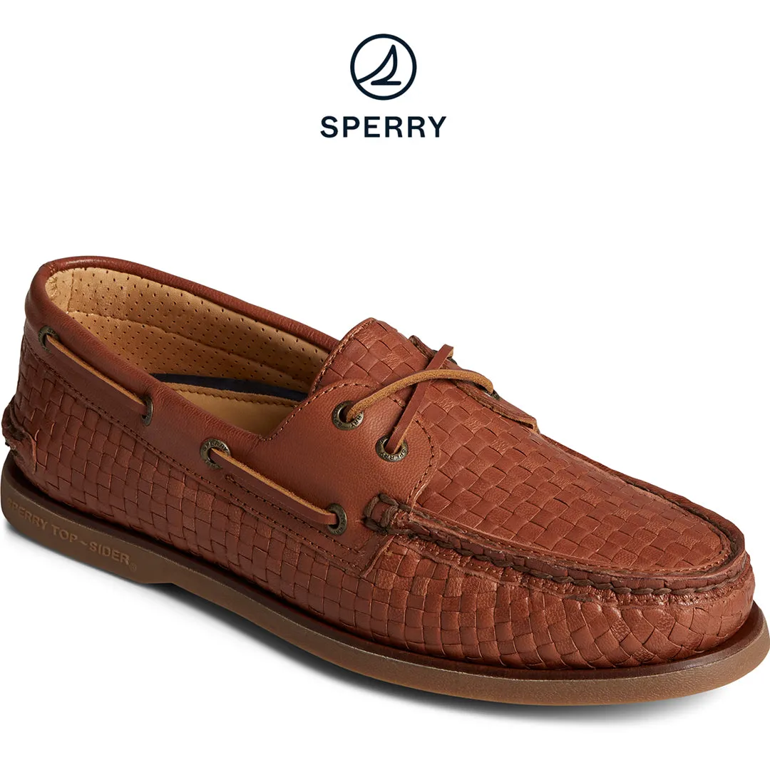 Men's Authentic Original? Gold Cup? Woven Boat Shoe - Tan (STS25054) Textured Grip Surface Multi Density Foam