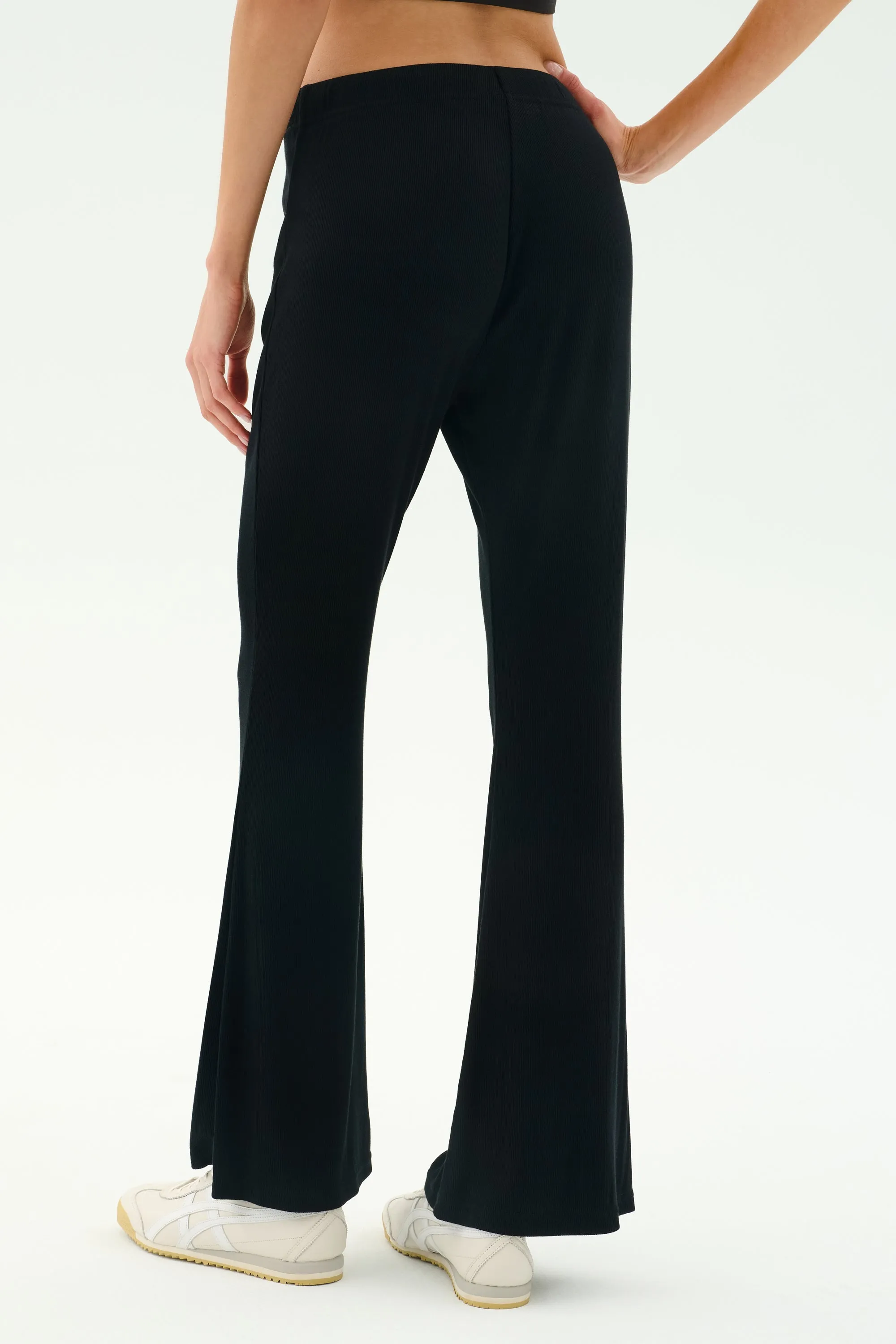 Blaire Rib Pant - Black Bootcut shape WaterRepellentCoating