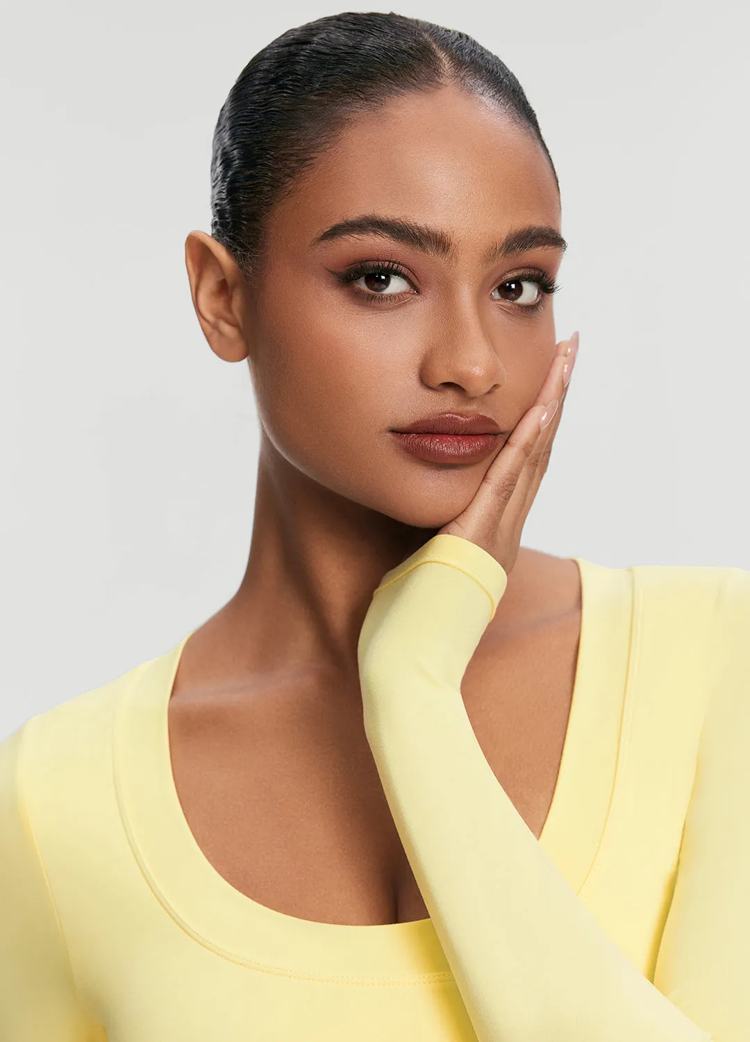 Scoop Neck Long Sleeve Top warm weather