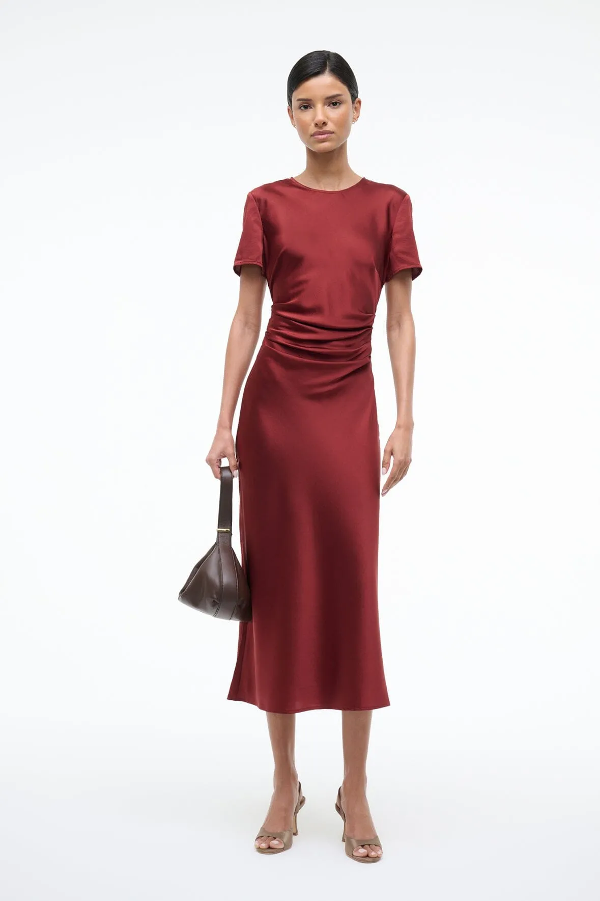 MARCEL SILK DRESS | SANGRIA Minimalist Elegance Smooth Design