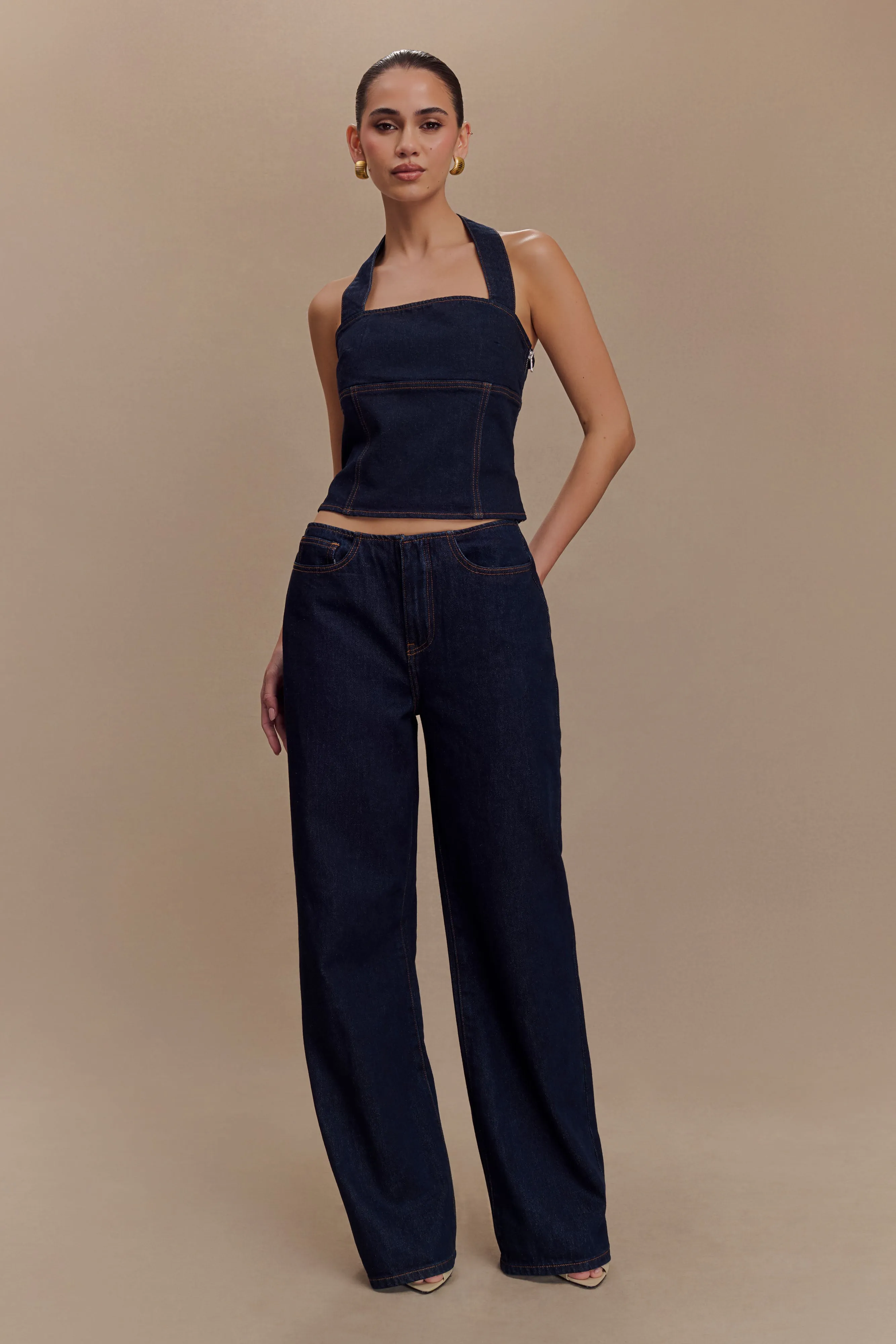 Outfit Mix Clean Fit Caitlin Mid Rise Denim Jeans - Indigo Blue