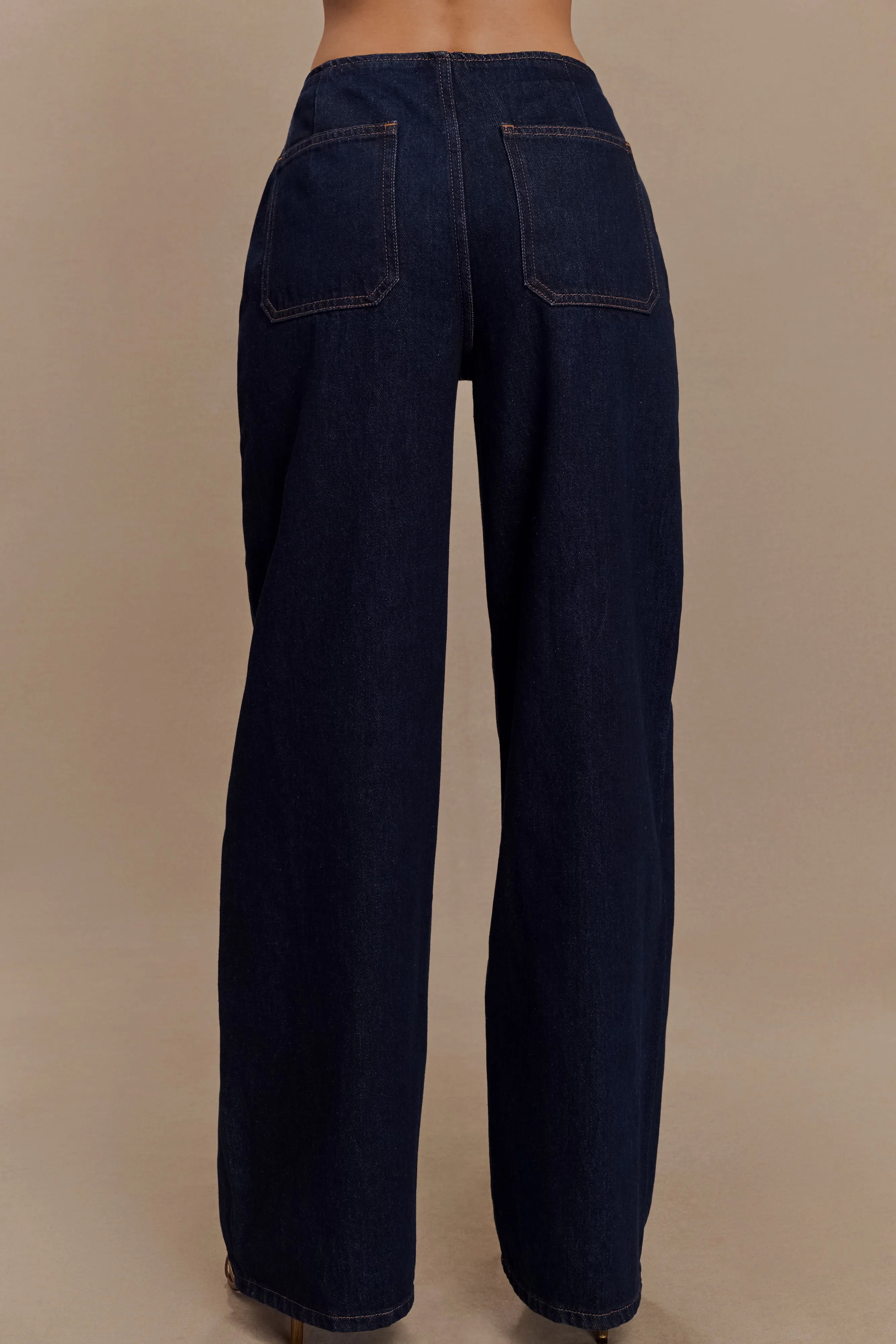 Caitlin Mid Rise Denim Jeans - Indigo Blue Work Outfit Smart Fit