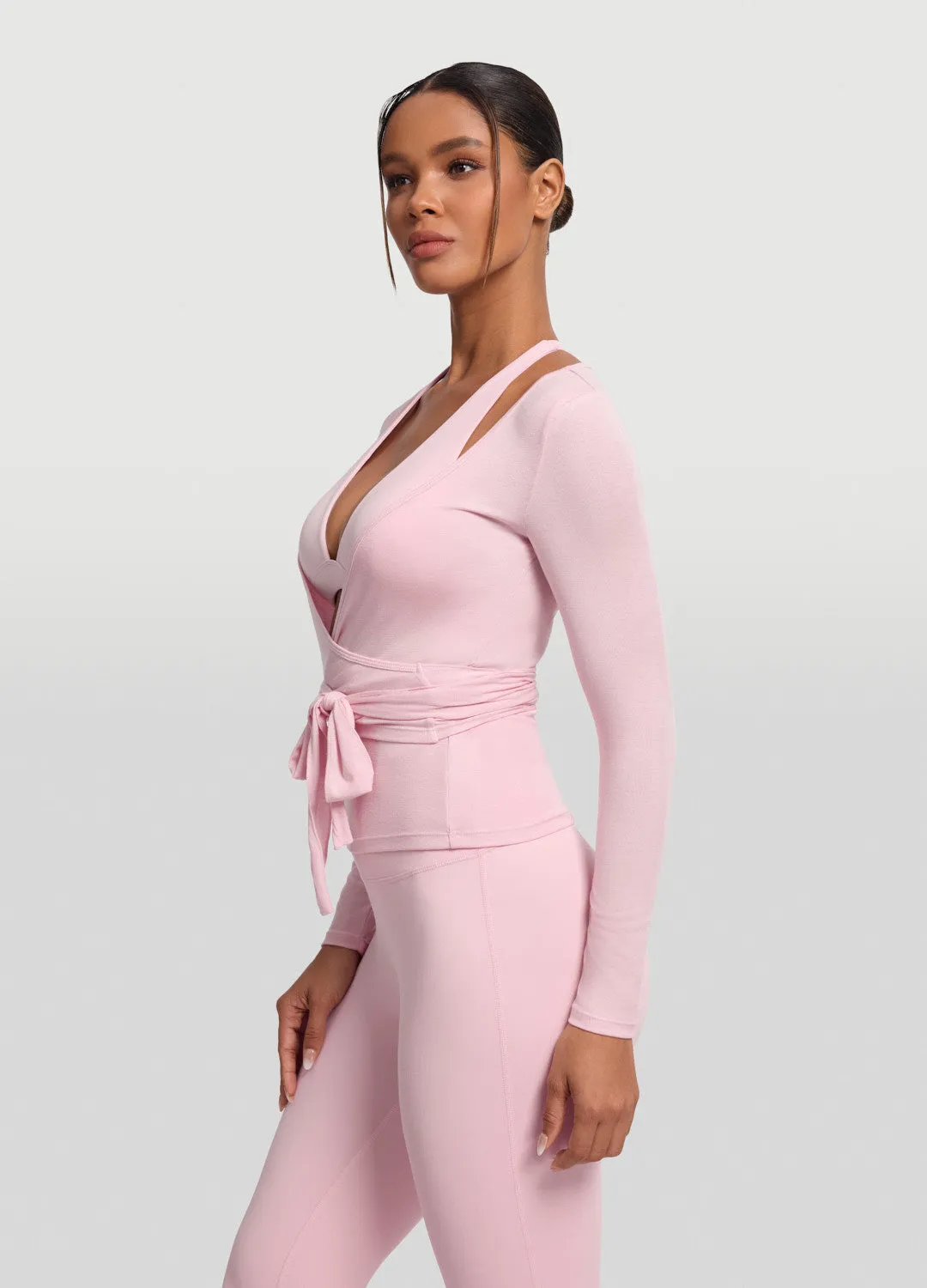 Layering Fashion Seamless Pilates Wrap Top