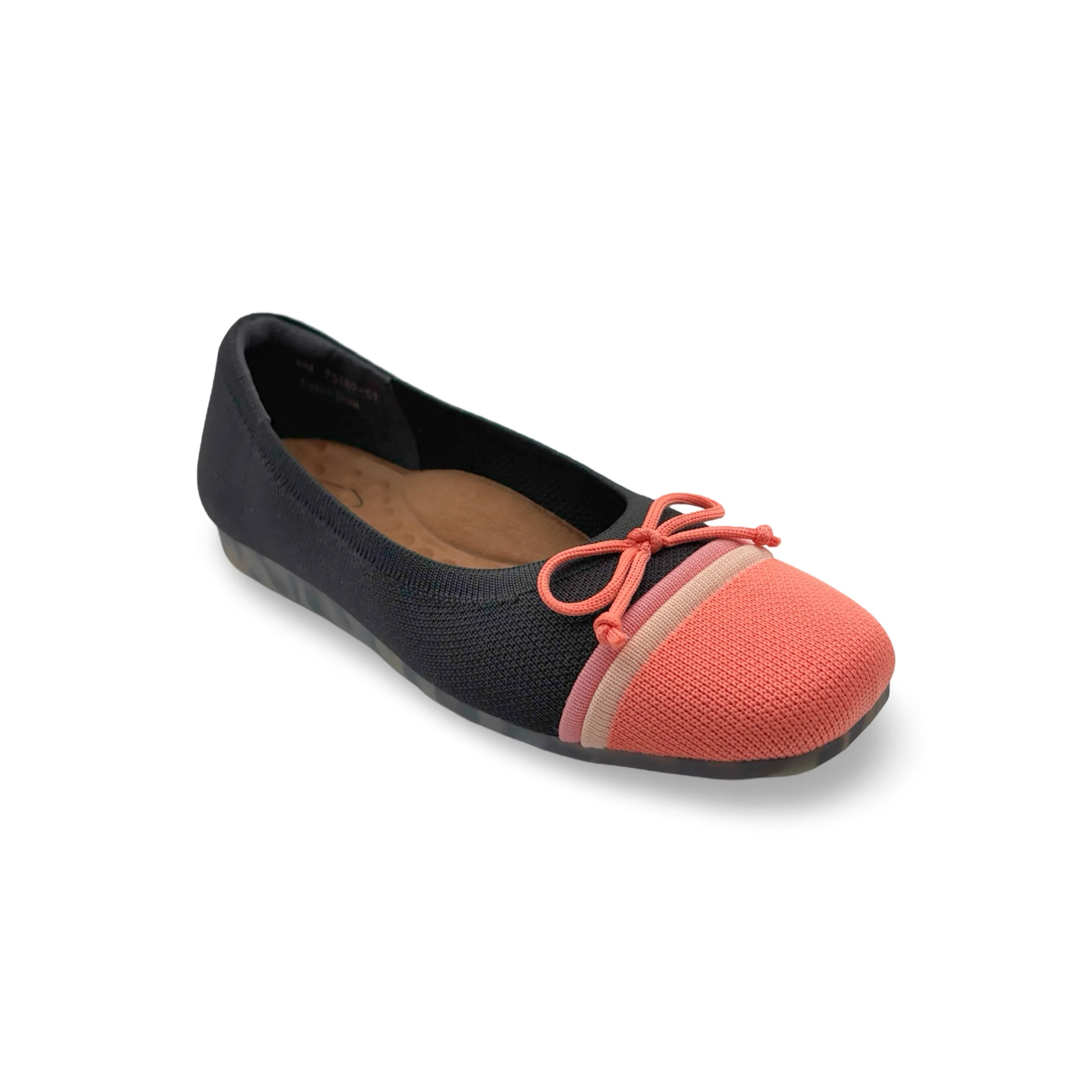 Family Time Noelle Black/Coral Knit Fabric Flaty