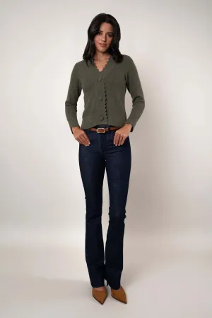 The Scallop Edge Waffle Cardigan AntiStaticMaterial Outdoor Shirt