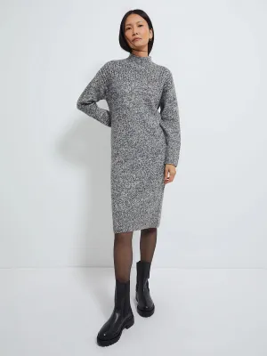 Funnel Neck Jumper Dress Tie-Detail