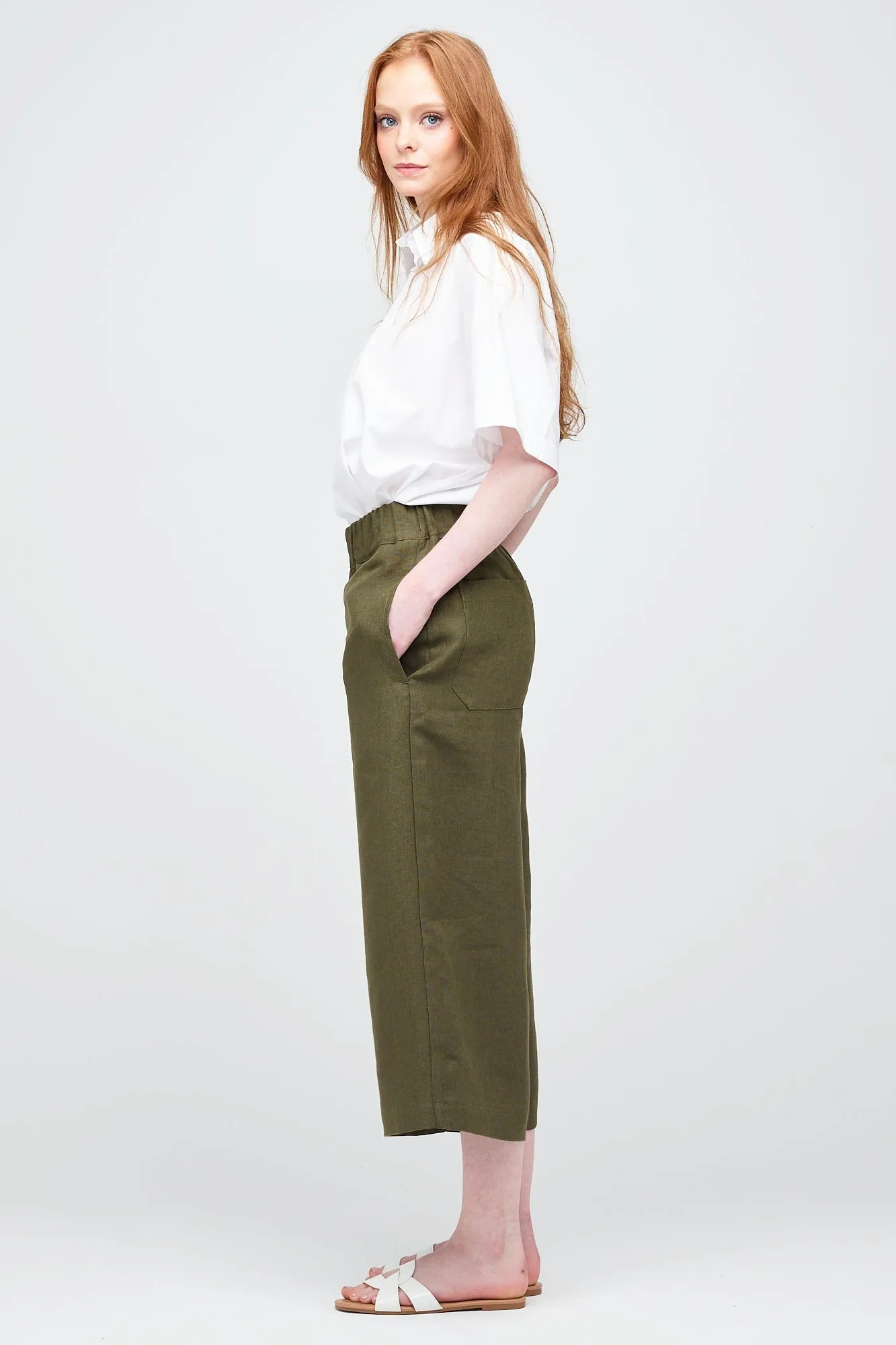 All-day Comfort Women's Short PJ Trousers - Khaki Linen