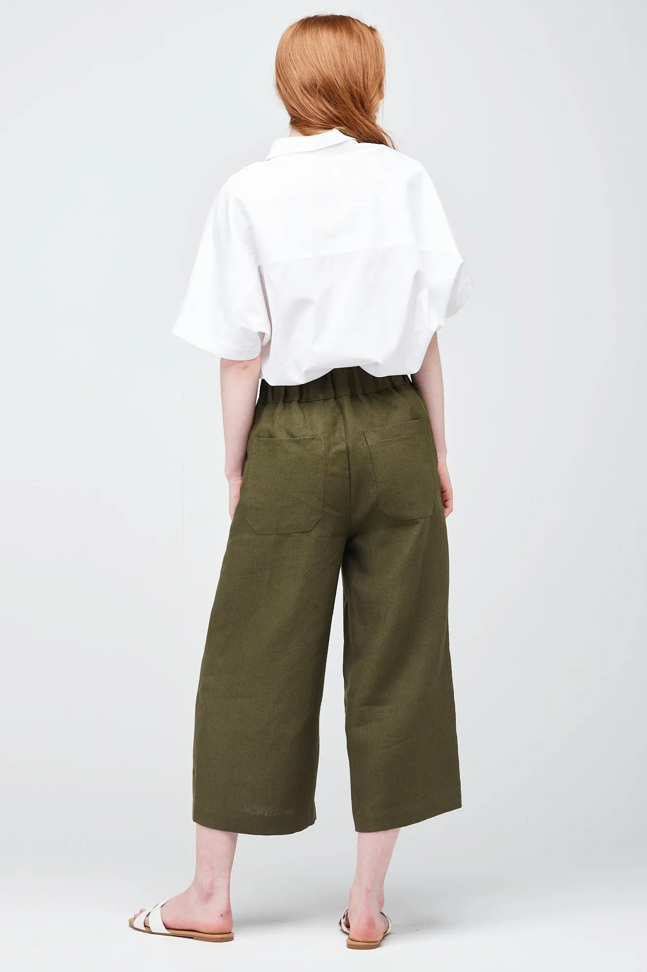 Minimalist Fit Women's Short PJ Trousers - Khaki Linen