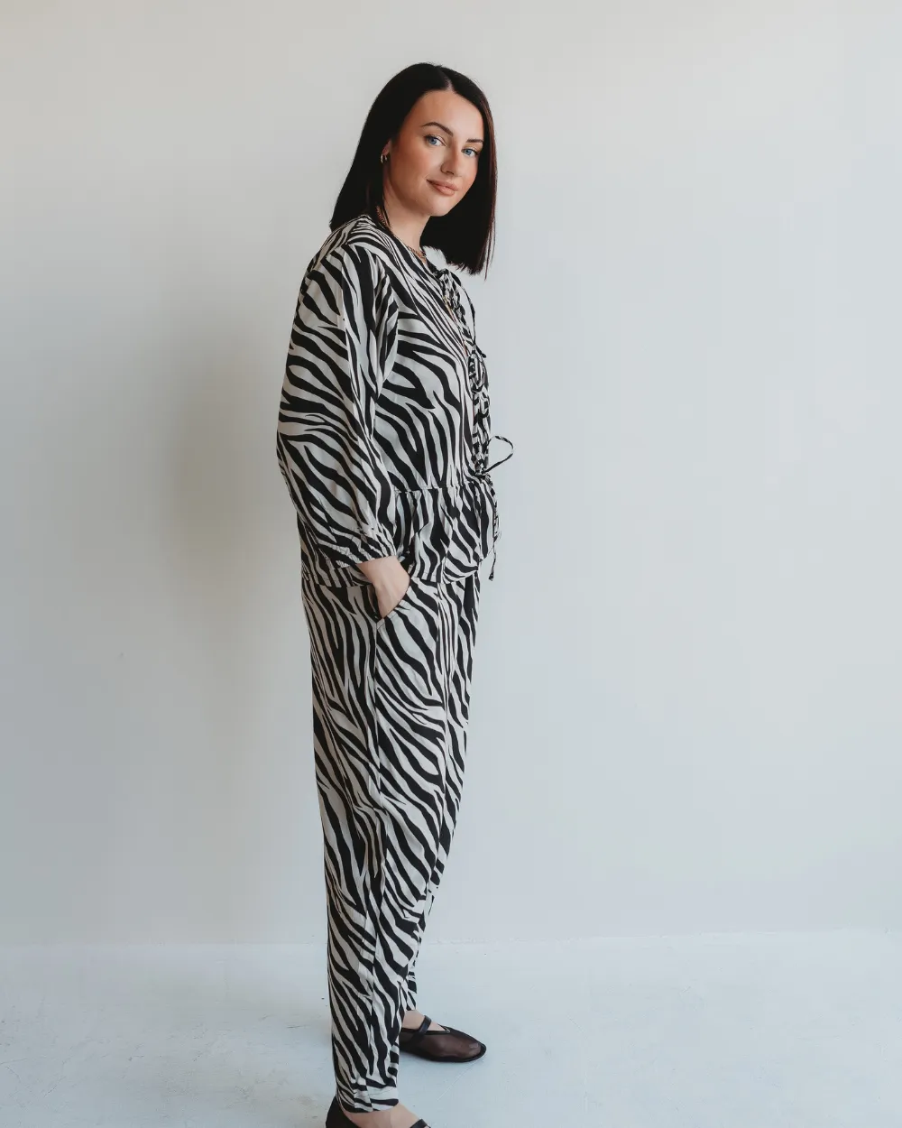 Street Ready Kate Multicolour Zebra Streak Print Barrel Leg Trousers