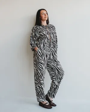 Perfect Length Kate Multicolour Zebra Streak Print Barrel Leg Trousers