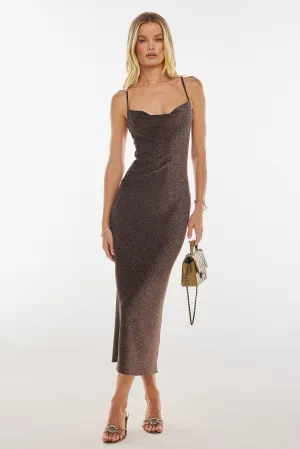 Serena Dress in Bronze Silky-Feel Relaxed Style