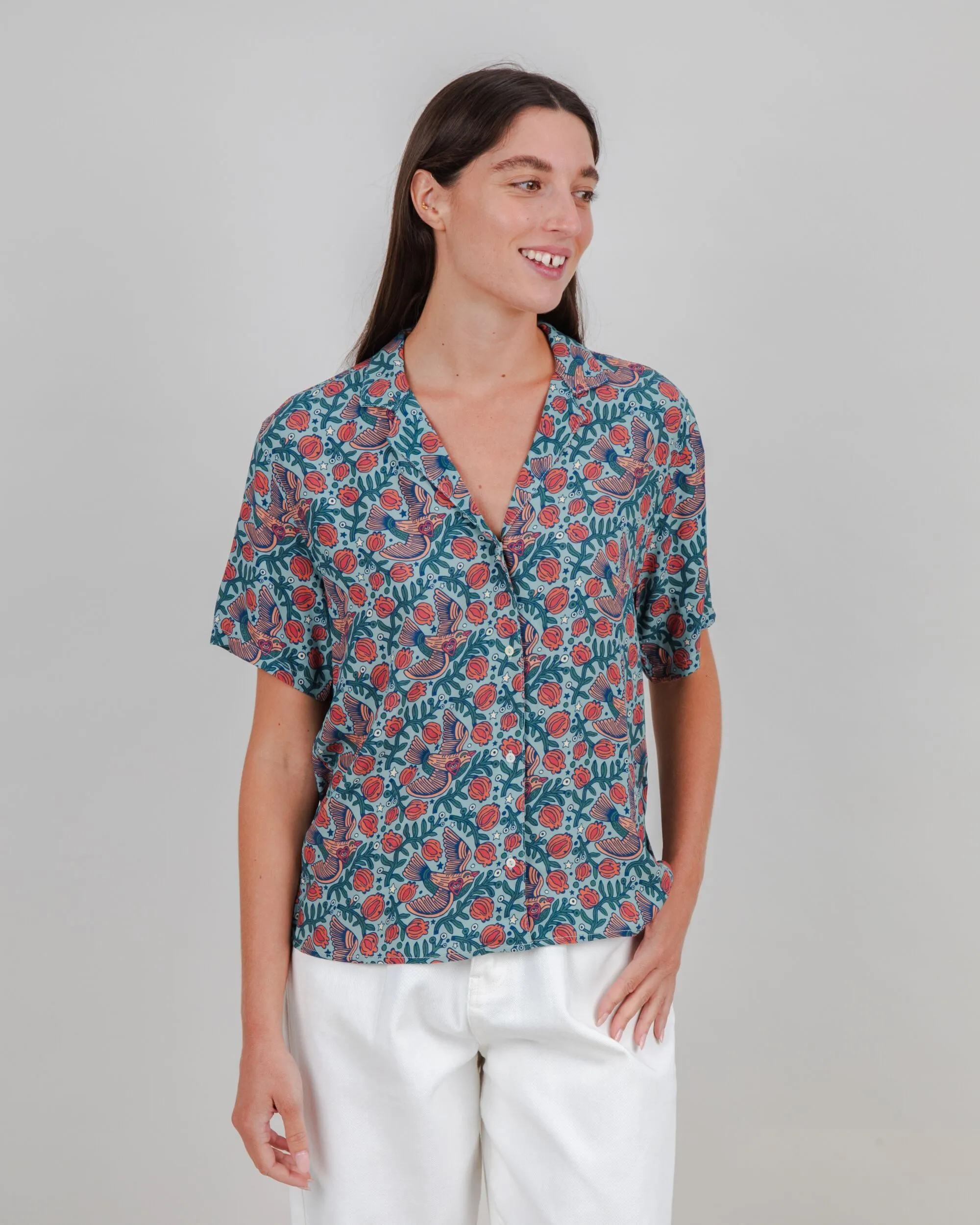 Timeless Comfort Wear Asis Percales Passerine Aloha Blouse Mist
