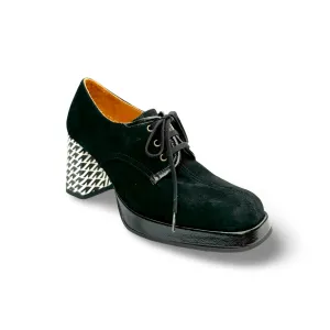 Kaisa Black Suede Lace up Heel Leg Long Thermoformed Heel Counter