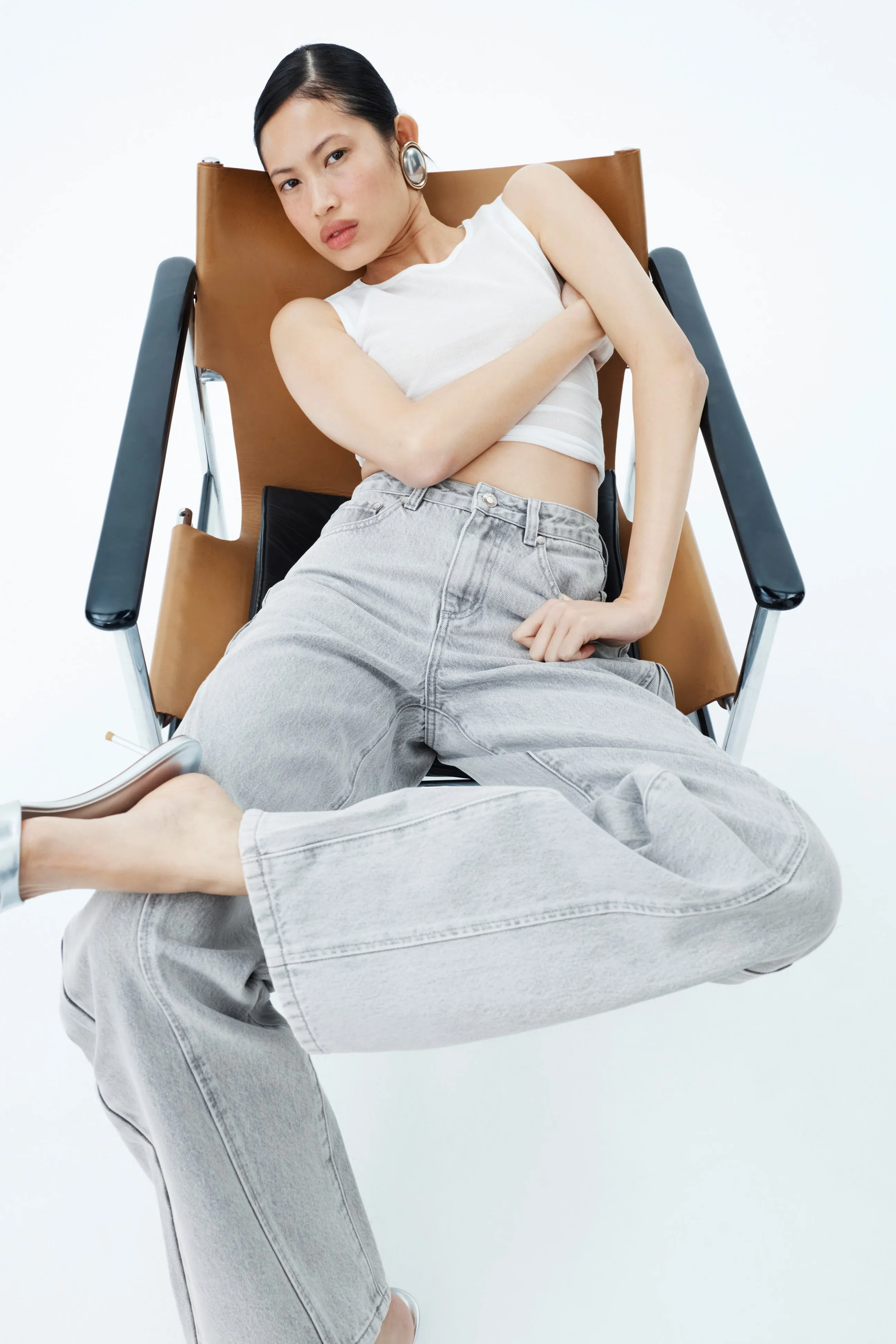 Georgette Mid Rise Paneled Denim Jeans - Grey Comfy Design Style