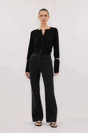 Smooth Texture Modern Minimalist Fashion Lover NOELLE BLACK RINSE BOOTLEG JEAN