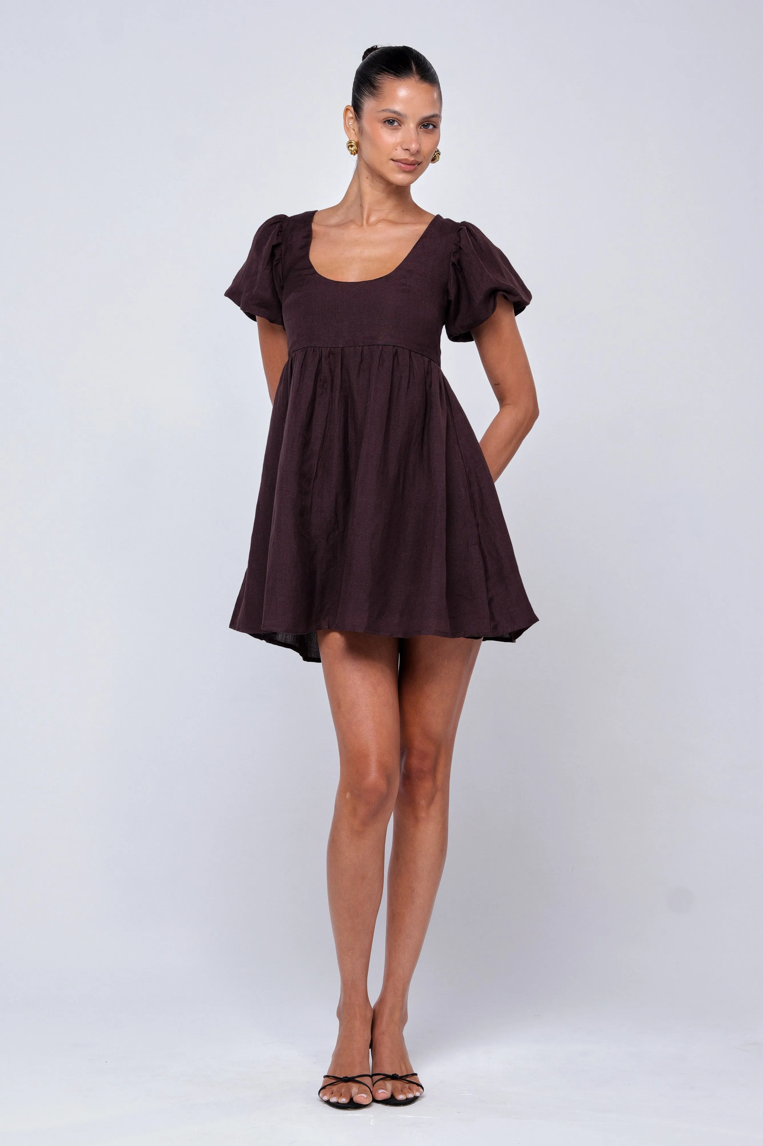 Shay Mini in Brown Linen BiasCutSilhouette