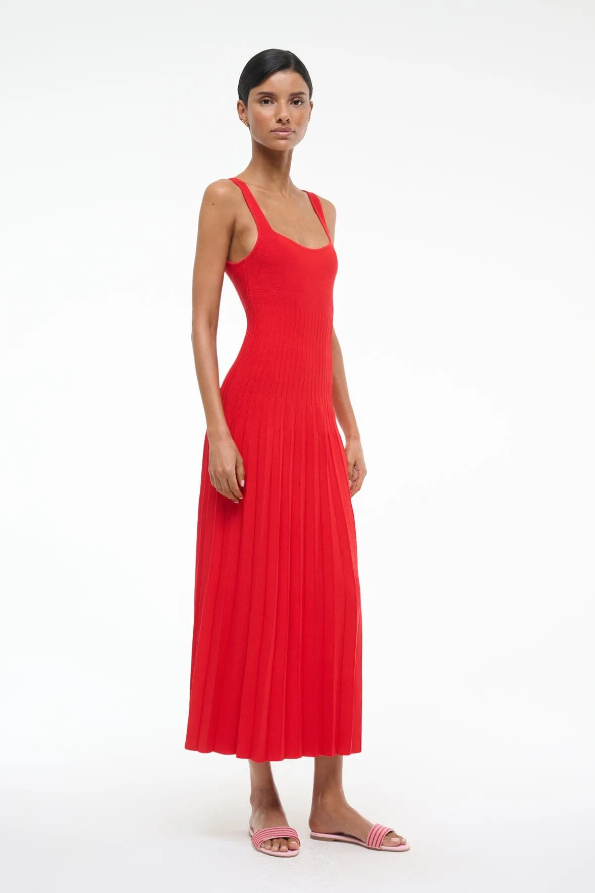 Flowy Texture Polished Finish ELLISON DRESS | RED ROSE