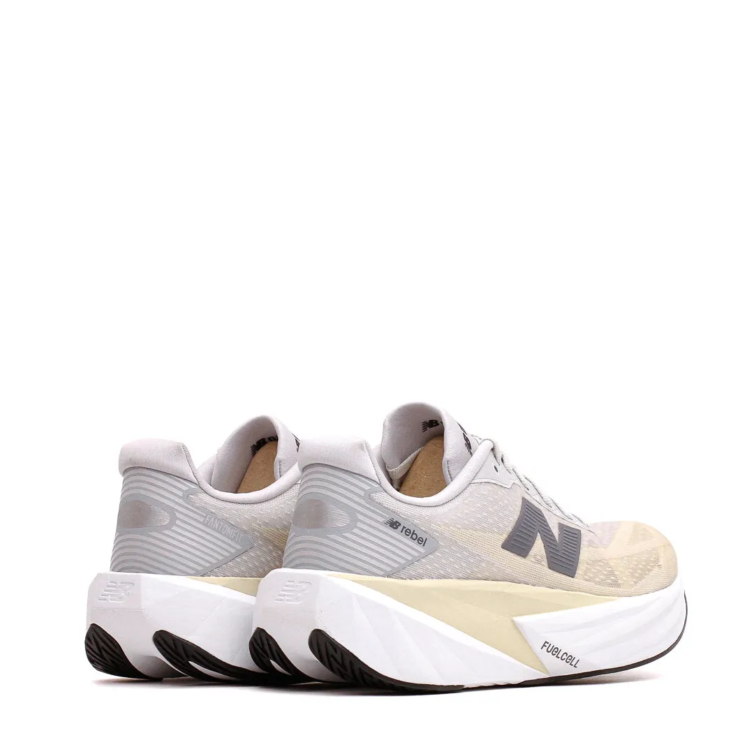 Cushioned Heel Support New Balance Women FuelCell Rebel v5 Linen Grey Matter WFCXLX5