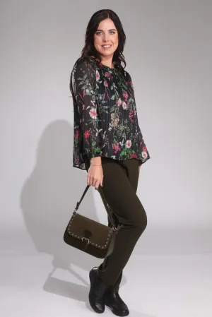 SnagFreeFabric Rubberized Hem Short pull on Stretch Crepe Pants | OLIVE | 8222B1