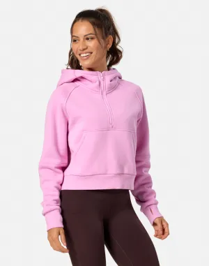 Essentials Wear Soft Wear Sierra Crop Half Zip Hoodie in Cotton Candy