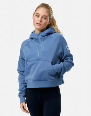 Sierra Half Zip Crop Hoodie in Oasis Blue Daily Use Easy Layering