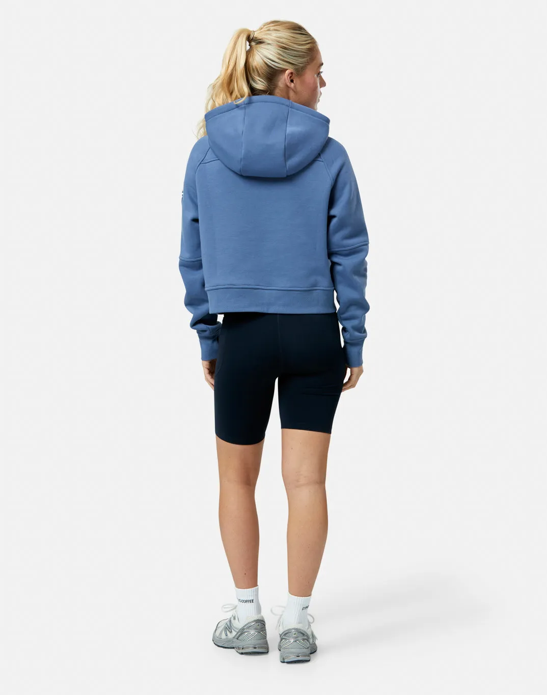 Team Pride Sierra Half Zip Crop Hoodie in Oasis Blue