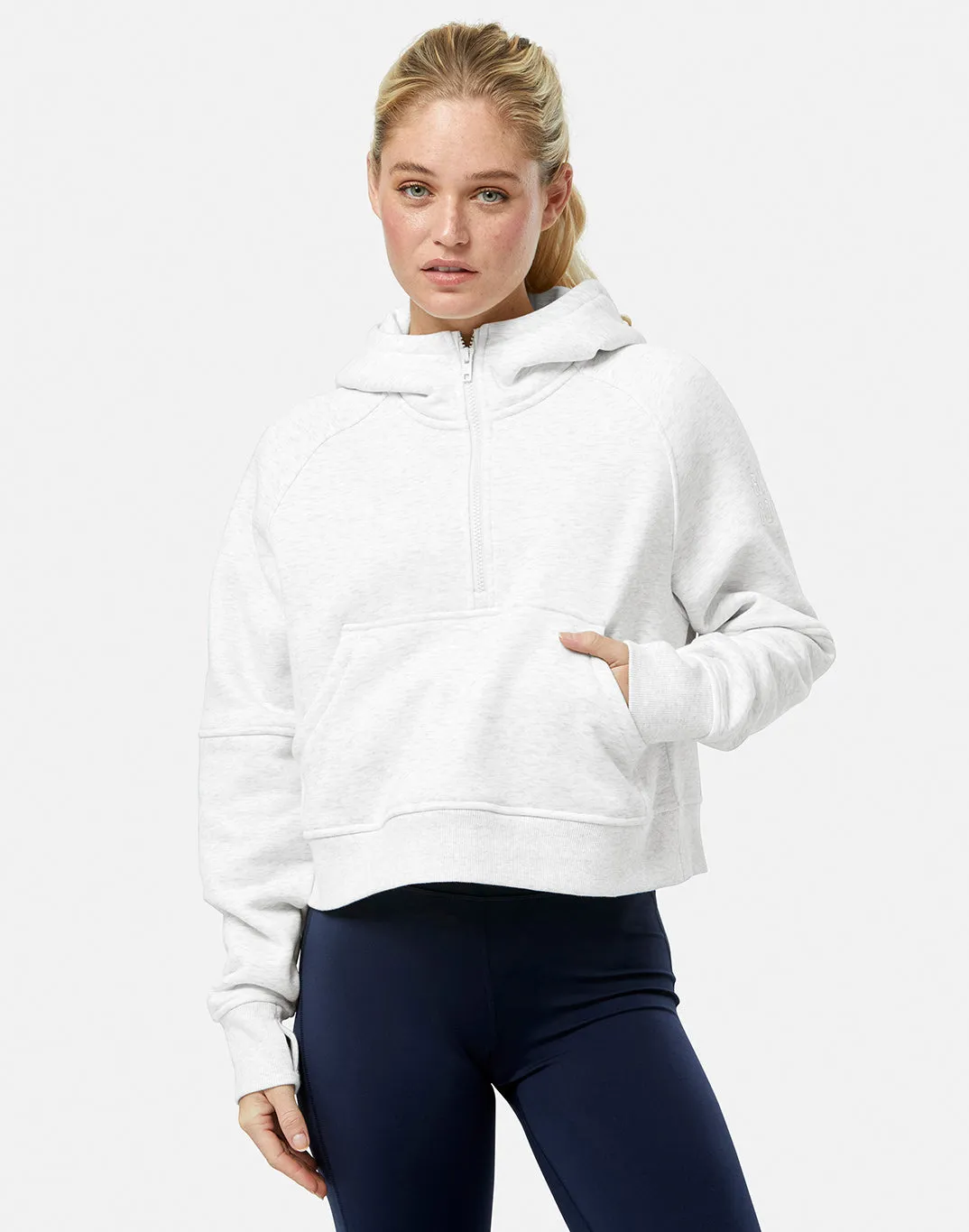 performance test Sierra Half Zip Crop Hoodie in White Marl