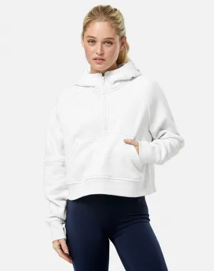 performance test Sierra Half Zip Crop Hoodie in White Marl