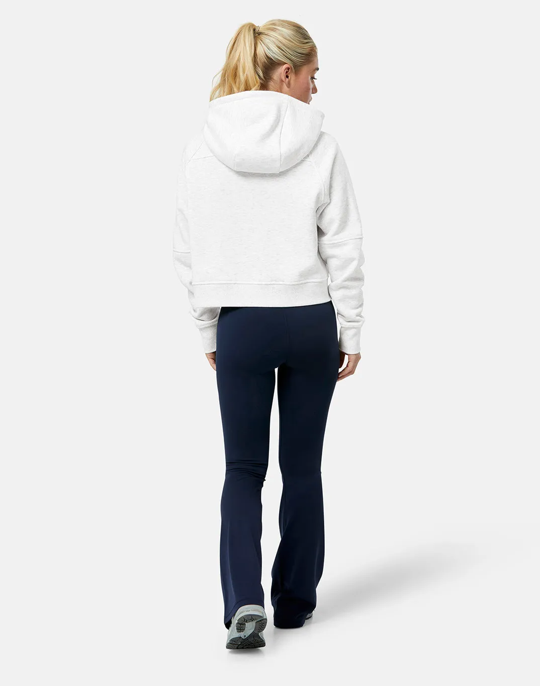 Trend Focus team wear Sierra Half Zip Crop Hoodie in White Marl