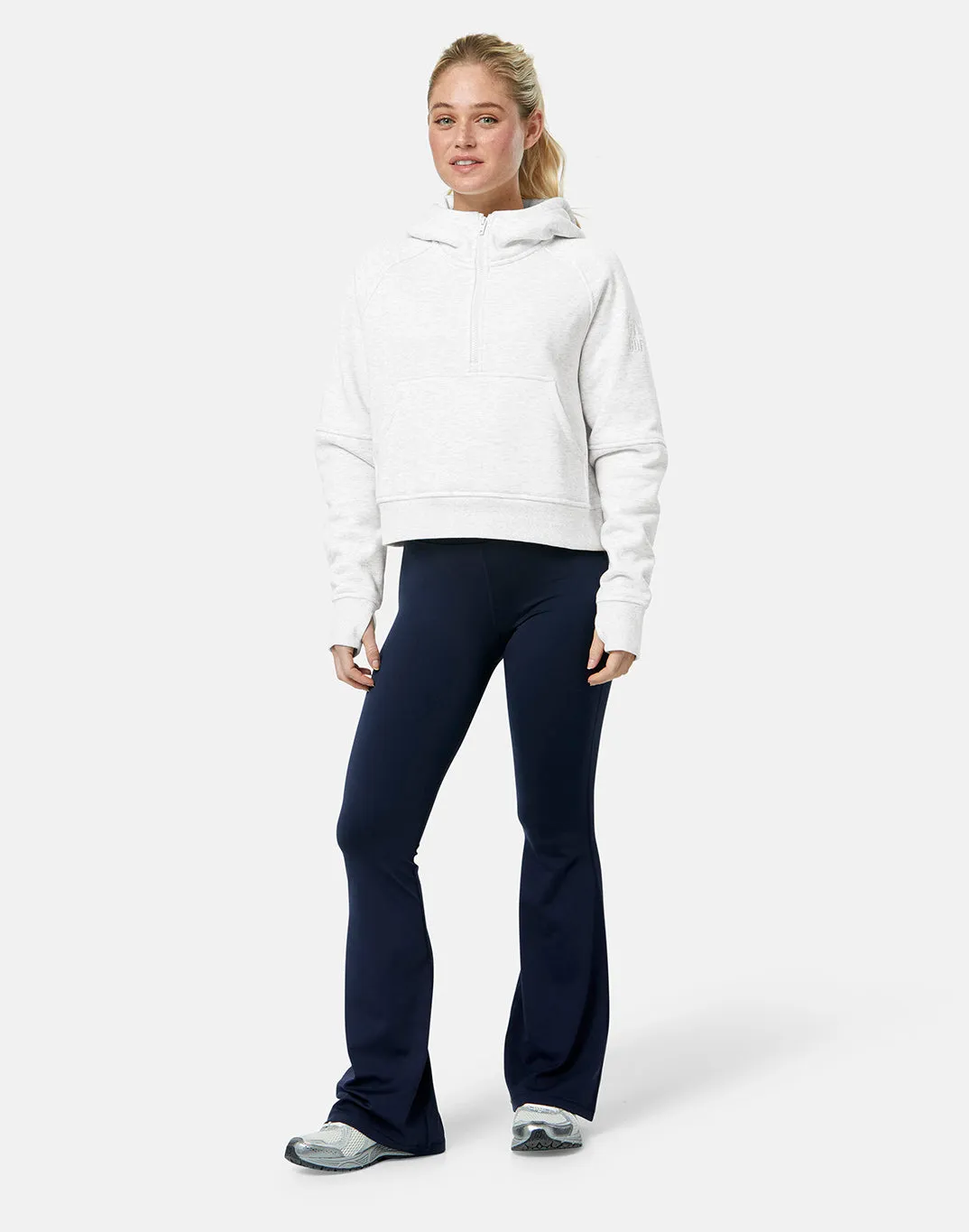 Sierra Half Zip Crop Hoodie in White Marl Core Relaxed product camping suitability