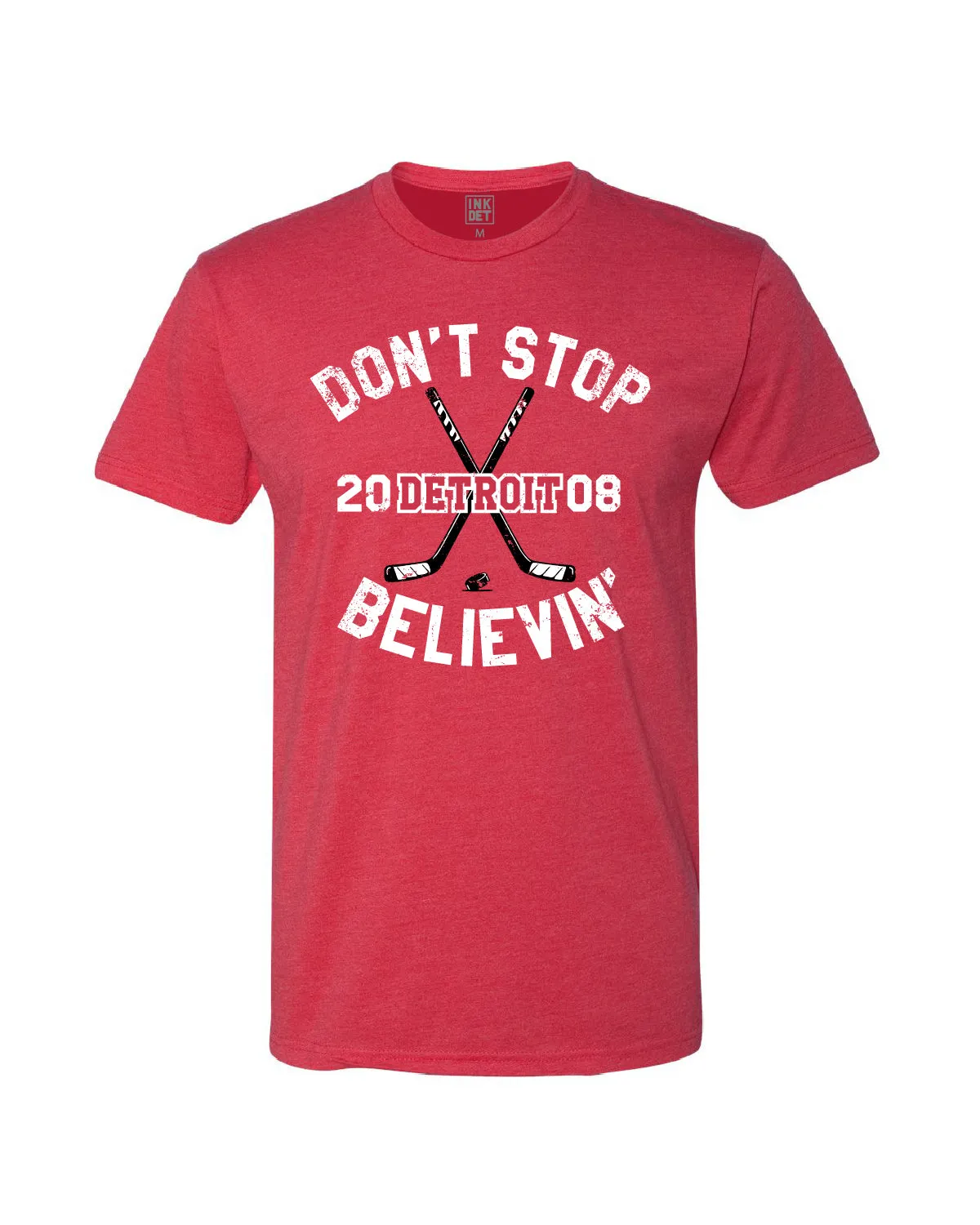 Ink Detroit Don't Stop Believin' 2008 T-Shirt - Red Urban Trend Everyday Casual