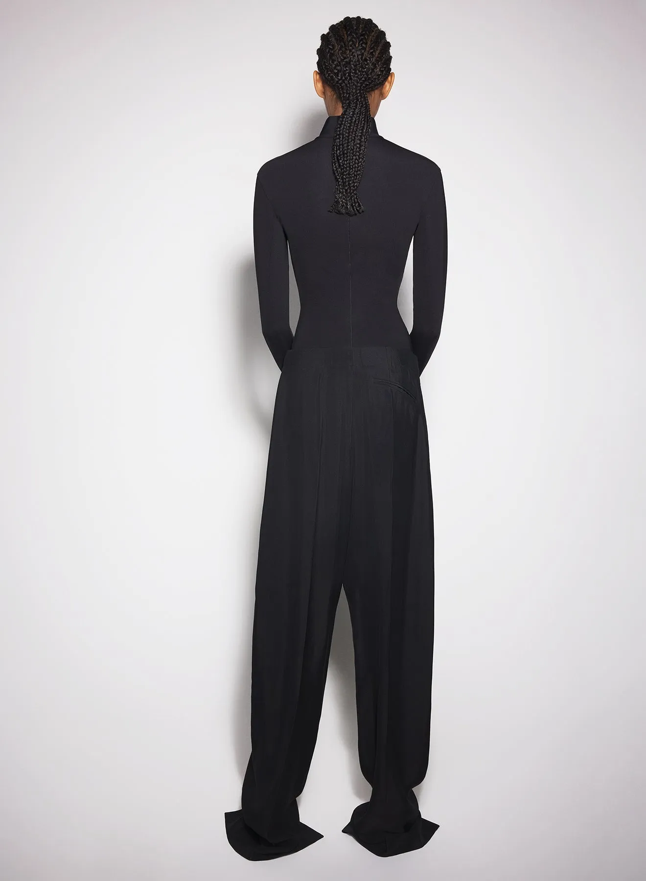 Soft Finish black pierced loose tailored trousers