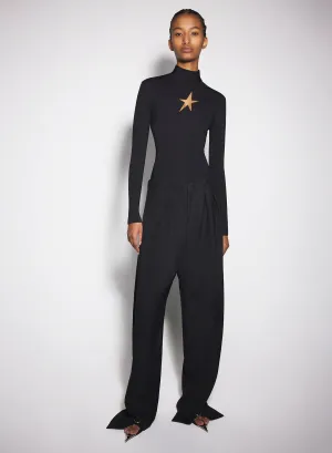 black pierced loose tailored trousers NoiseReducingFabric