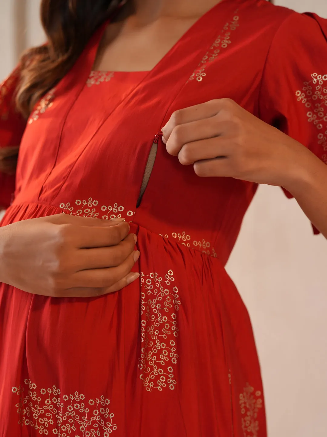 Timeless Layer Women's Red Maternity Dress