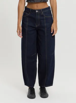 Guess Originals Black Tapered Baggy Jeans Stylish Fit Anti Static Material Blend