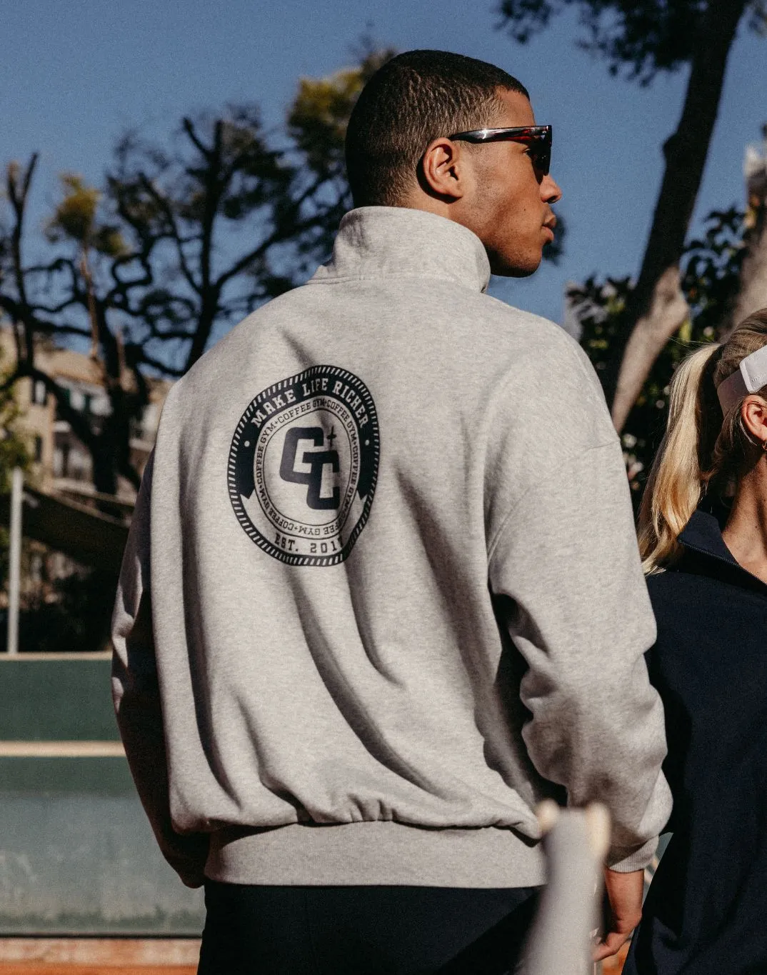 Clubhouse Funnel Neck Zip in Grey Marl Kangaroo Pocket